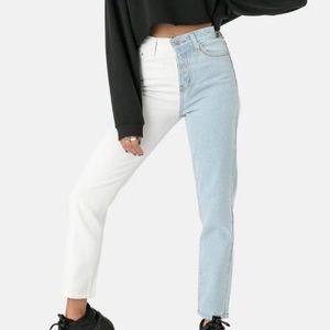 Color block mom jeans